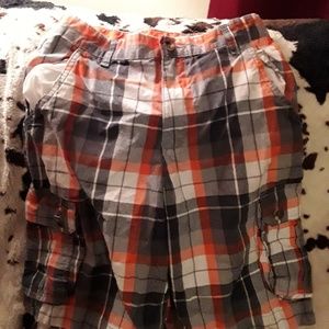 Boys plaid carpenter shorts